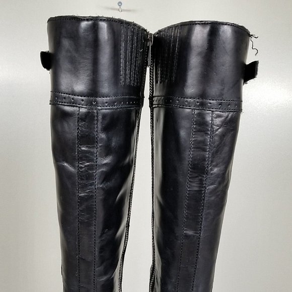 Born Poly Riding Boot, Black Leather Brogue Detailed, Womens Size 6.5 - Picture 10 of 15